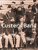 When Lt. Col. Custer left Fort Abraham Lincoln in North Dakota for Montana in 1876, he took along his regimental band, a sixteen-piece brass band mounted on matching white horses.